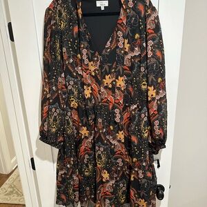 Floral Black and Orange Dress